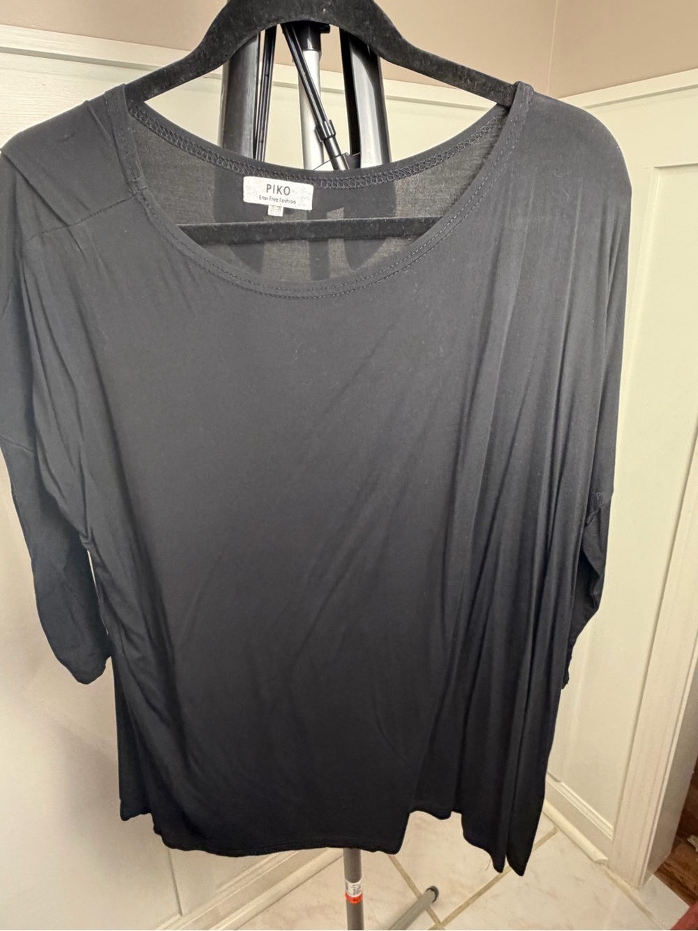 PIKO Black Bamboo Oversized Dolman Sleeve Top Relaxed Fit